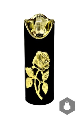 Wkład LED Rico Flower Róża 15 cm Czarno-złoty biały płomień